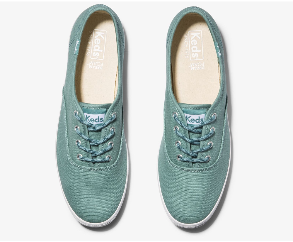 Womens Keds Sneakers - Champion Solids - Turquoise - 7096-XVJSK